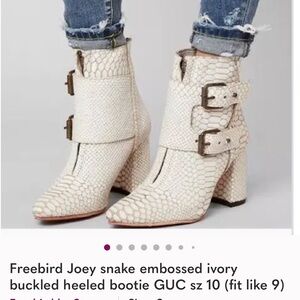Freebird by Steven Ivory Snake Embossed Ankle Boots